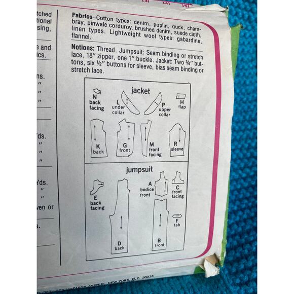 Simplicity 7887 Sewing pattern Jumpsuit wide leg blazer 1970s size 10 - Picture 5 of 5